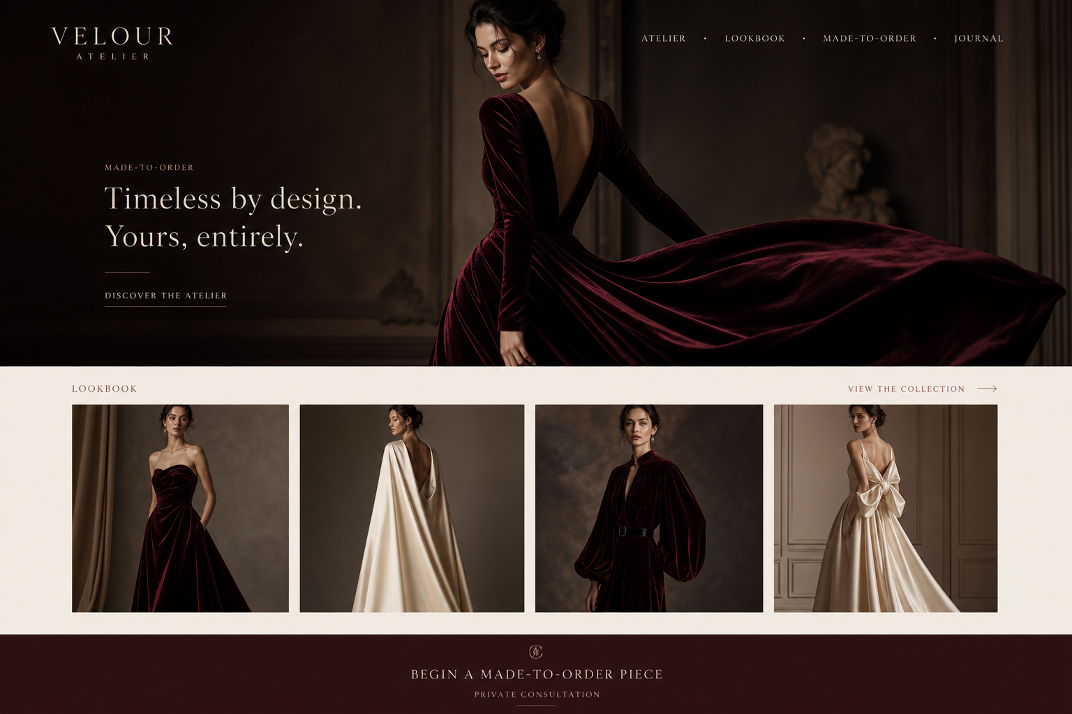 Velour Atelier — Fashion E-commerce mockup