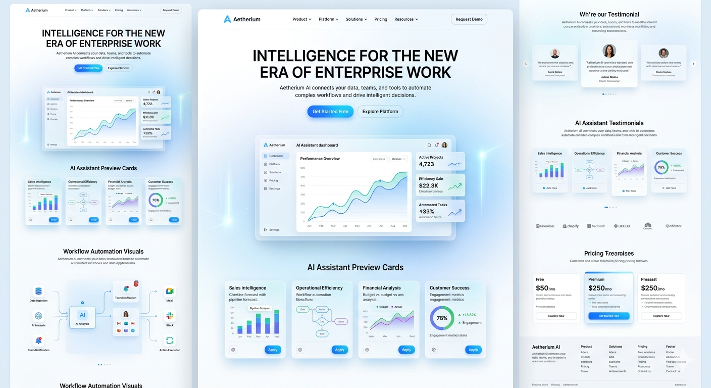 Aetherium Enterprise AI — B2B SaaS mockup