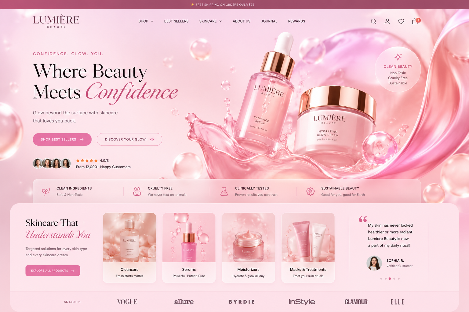 Lumière Beauty — Beauty E-commerce mockup