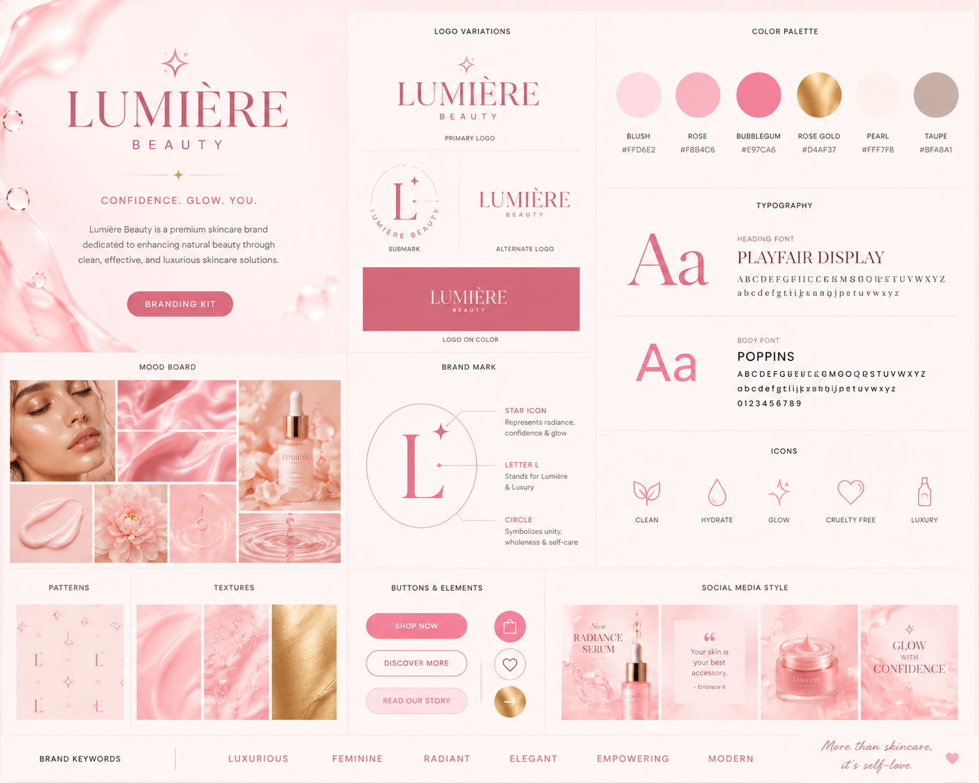 Lumière Beauty Brand Kit — Beauty & Skincare mockup